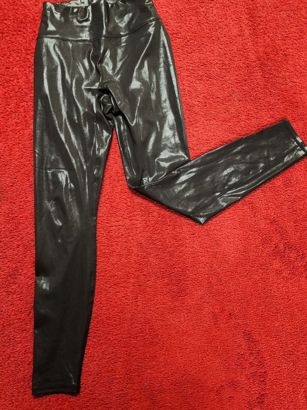 Fabletics Shiny Black Faux-Leather Leggings